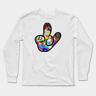 Cool rock and roll hand gesture logo drawing Long Sleeve T-Shirt